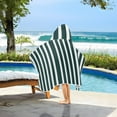 thumbnail image 6 of Toddler Hooded Beach Towel 24x50 Kids Bath Towels Soft Quick Dry for Swim Pool Boys Girls Dark Green and White Striped, 6 of 7