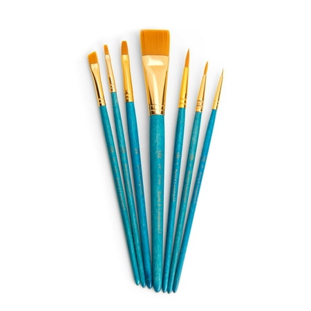 UPC: 0090672225993 | Royal & Langnickel – 7pc Blue Zip N  Close Gold Taklon Artist Paint Brush Set – Shader Variety