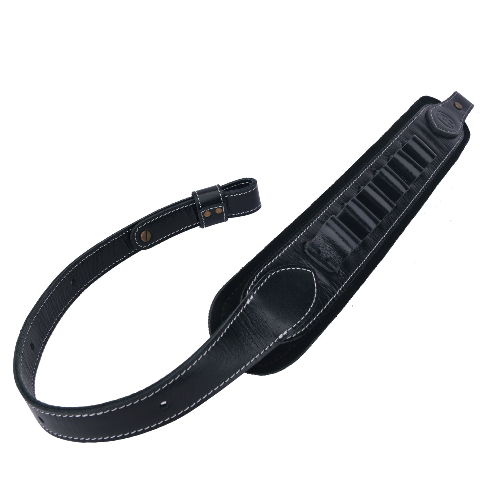 Top Grain Leather Ammo Holder Shotgun Sling for 12 Gauge Adjustable Hunting Shotshell Gun Shoulder Strap