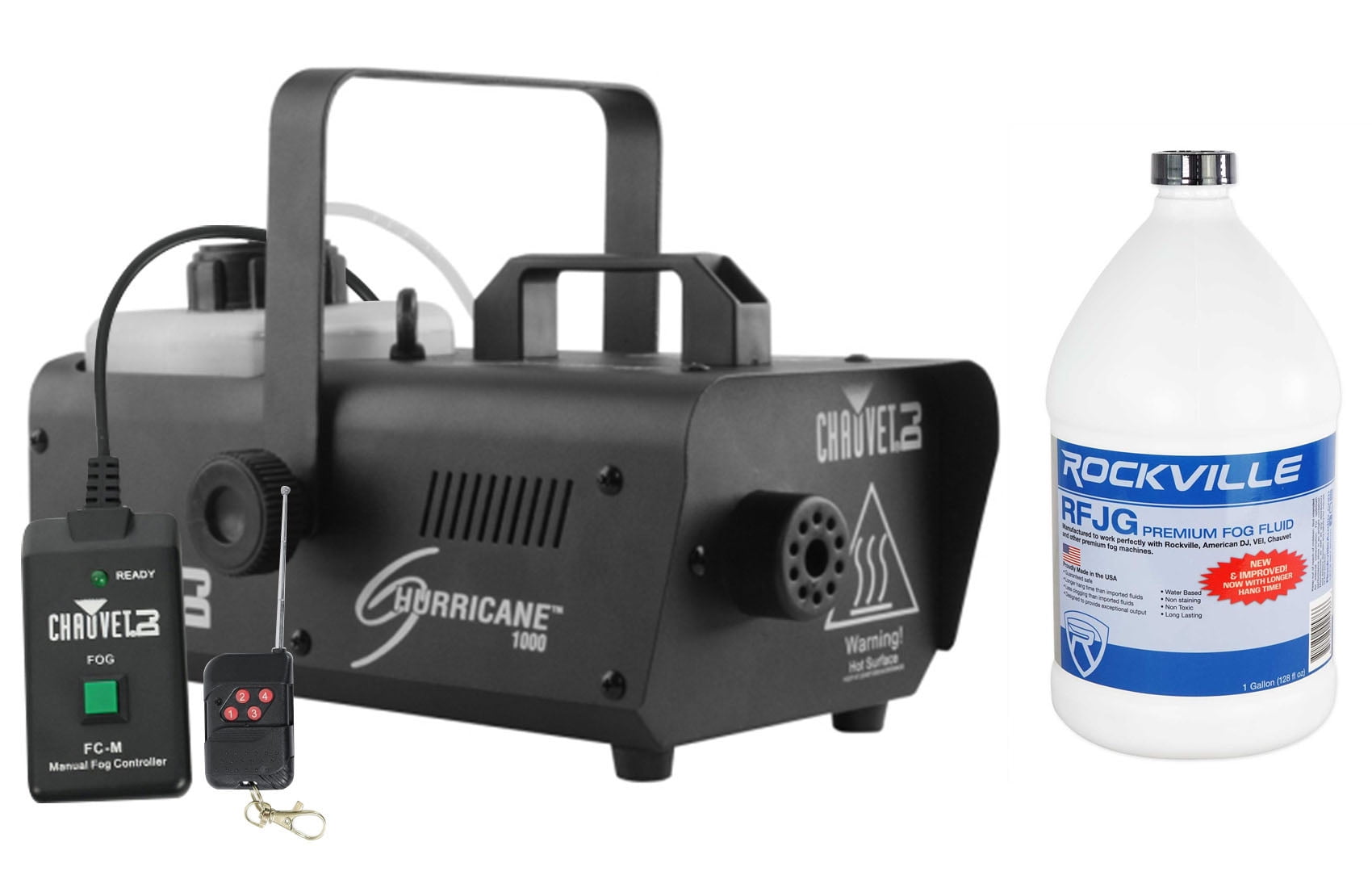 CHAUVET DJ Hurricane 1000 Fog Machine w/Wired & Wireless Remote + FJU Fog Fluid