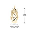 thumbnail image 3 of 14K Yellow Gold Owl Charm Pendant with 1.5mm Singapore Chain Necklace - 16", 3 of 6