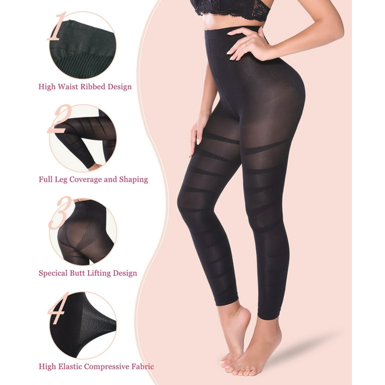 MANIFIQUE 2 Pieces Compression Leggings for Women Tummy Control Butt  Lifting Shapewear High Waist Thigh Slimmer Pants Body Shaper 