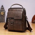 thumbnail image 3 of Bolso bandolera de PU Vintage para hombre bolso de hombro con cremallera para hombre sólido para viajes de negocios, 3 of 7