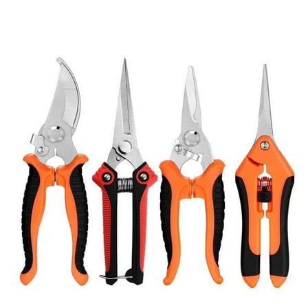 4 Pack Garden Pruning Shears, Stainless Steel Sharp Scissors & Clippers with Non-Slip Grip for Flowers, Plants & Tree Trimming