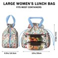 thumbnail image 5 of Pioneer Flower Drawstring Lunch Bag Women - Drawstring Lunch Bag Insulated for Work Office - Stain-Resistant Large Lunchbags for Women with Multi-Pockets, 5 of 6