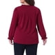 thumbnail image 3 of Blusa elegante de oficina de manga larga con puños elásticos para mujeres de tallas grandes Agnes Orinda 2X color burdeos, 3 of 6