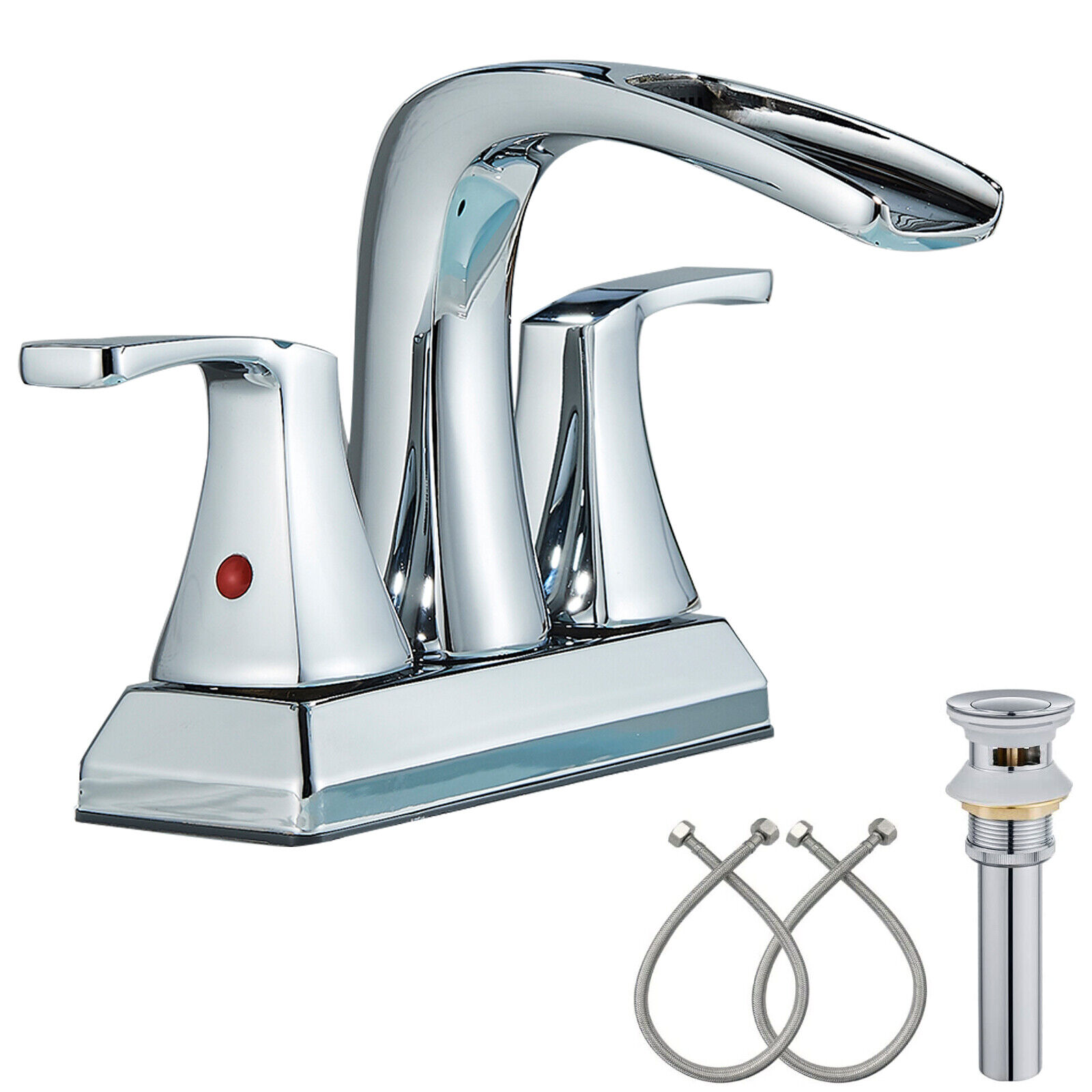 TVTIUO Widespread Bathroom Faucet Set Waterfall Sink Basin Vanity 3