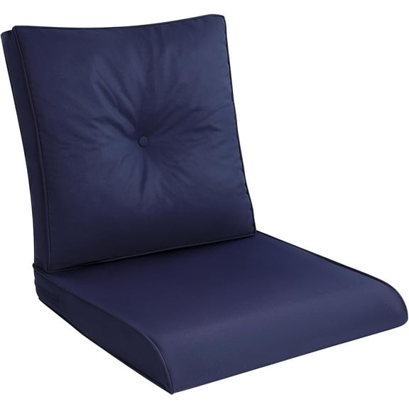 Outdoor Chair Cushions Set, 22x24 Inch Waterproof Deep Seat Cushions for Outdoor Furniture, High Resilience Foam Patio Furniture Cushions with 22x22 Back Cushion for Chair Sofa Couch, Navy Blue