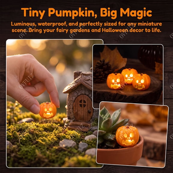 Halloween Pumpkin Decor Mini Resin Ornaments Waterproof Reusable Adorable Pumpkin Figurines for Party Favors Home Accents DIY Crafts by OVFUIZ