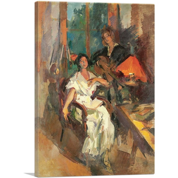 ARTCANVAS Evening Duet 1921 Canvas Art Print by Konstantin Korovin - Size: 18" x 12" (0.75" Deep)