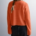 thumbnail image 4 of CILENON Tie Front Cropped Cardigan Sweaters for Women Crew Neck Long Sleeve Knit Bow Tie Trendy Sweater Tops Jackets for Women(Orange,S), 4 of 4