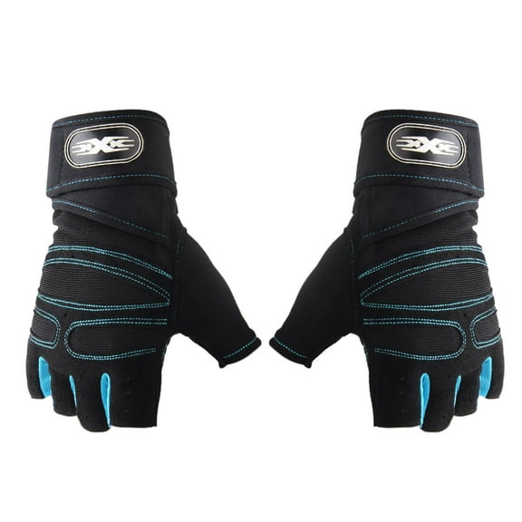 comerut 1 Pair Wrist Protection Palm Padded Fitness Gloves Nylon Fiber Half Finger Shockproof Unisex Sports Gloves for Cycling