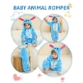 thumbnail image 3 of MICHLEY Unisex Infant Toddler Animal Flannel Hooded Romper Jumpsuit, Fall Winter Warm Soft One-Piece Onesie, Machine Washable, 0-3T, 3 of 7