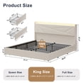 thumbnail image 3 of GUNAITO King Size Bed Frame with 4 Storage Drawers, Upholstered LED Bed with USB Ports, Modern Bed with Headboard Noise Free Platform Bed with Metal Frame, Beige, 3 of 9