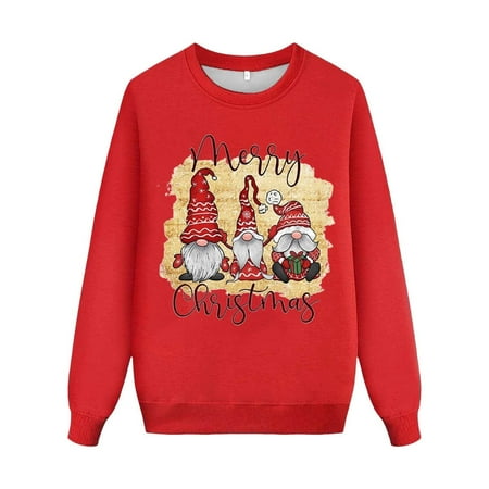 

Family Matching Outfits Christmas Printed Long Sleeve Round Neck Casual Hoodie Friends Party Casual Family Matching Pajamas Red 6 years - 7 years