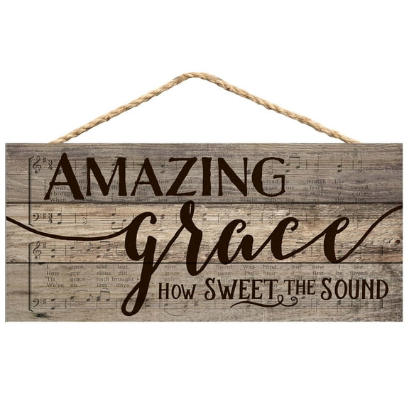 Amazing Grace Rustic Sheet Music Design 5 x 10 Wood Plank Design Hanging Sign