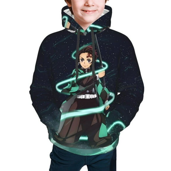 Demon Slayer Tanjiro Kamado Kids' Hoodie 3d Print Sweatshirt Soft Pullover Hooded With Big Pockets For Boys Or Girls Small