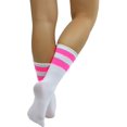 thumbnail image 2 of ToBeInStyle Women's Acrylic Ankle High w/ Striped Top Athletic Socks - White/Hot Pink, 2 of 5