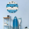 thumbnail image 7 of Big Blue Wall Clocks Battery Operated 16 inch Silent Beach Themed Wooden Clock Decorative for Kitchen Living Room Office Bedroom, 7 of 7
