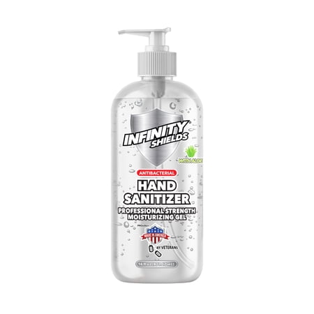 Infinity Shields Antibacterial Hand Sanitizer Gel with Aloe - Professional Strength, Leaves Hands Clean & Odorless 16 oz