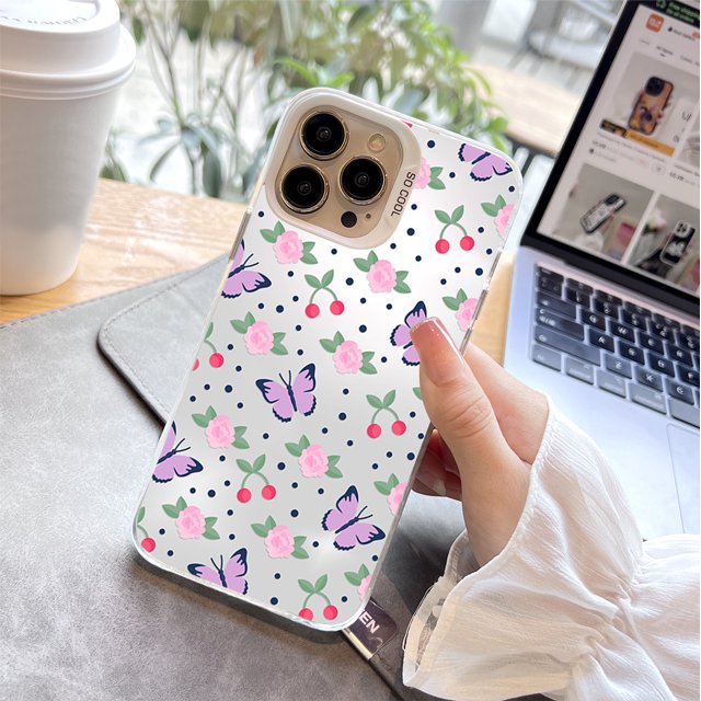 Artístico y duradero: peculiar funda móvil ilustrada con chorro de arena de doble capa en color plateado arcoíris para iPhone 15 Pro Max 14 13 12 Pro 11