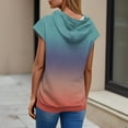 thumbnail image 3 of Women's Gradient Color Sleeveless Hoodie, Lightweight Breathable Drawstring Hooded Athletic Top with Front Pocket for Summer Workouts, Gym Wear and Street Fashion Blue L, 3 of 5