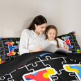 thumbnail image 5 of Catabedysis Black Puzzle Print 7pcs Queen Bedding,Jigsaw Initial Pattern Bedding Comforter Set Queen,Black Reversible For Girls, 5 of 7