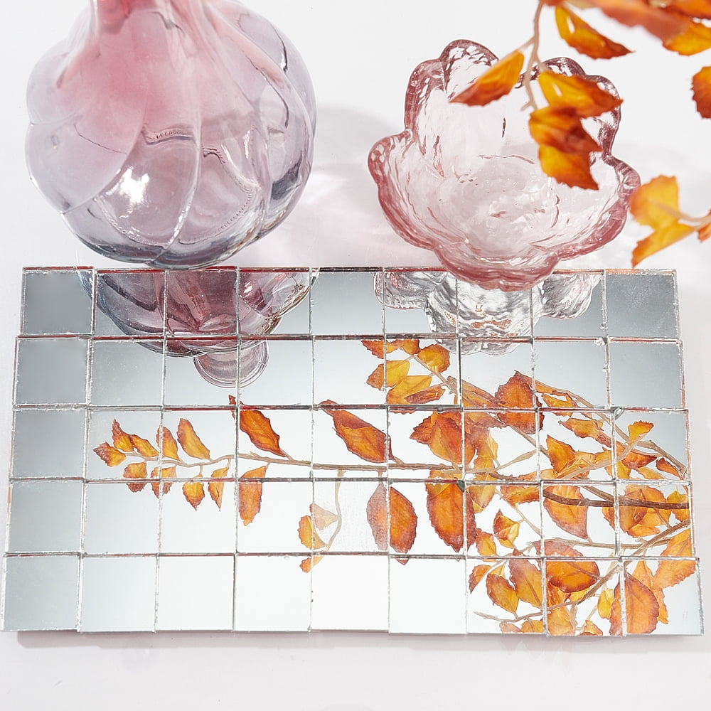 280g 1 inch Square Glass Mirror Tiles Mini Glass Decorative Mosaic Tiles for Home Decoration Crafts Jewelry Making ClearDIY