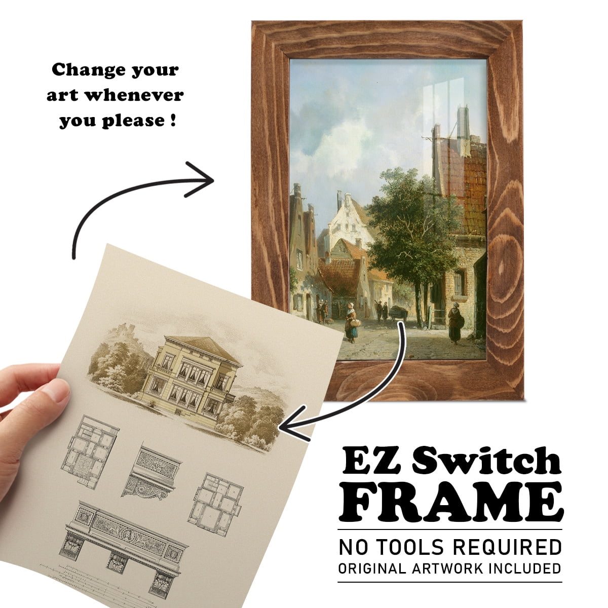 Estate and Plan I -Framed Print w/glass-Walnut