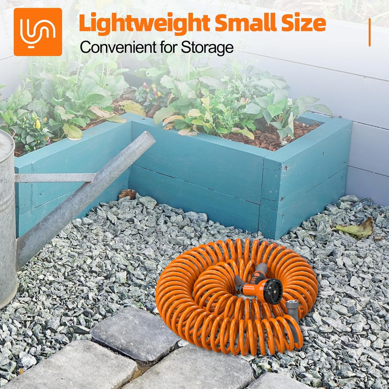 SPECILITE Lightweight Coil Garden Hose 50 ft, Flexible Coiled Water Hose for Boat, Greenhouse, Yard, Patio