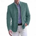 thumbnail image 2 of Domuza Men's Suede Blazer Jacket Faux Leather Retro Casual Button Up Suit Jackets Fall Winter Trendy Stand Collar Sport Coat with Pockets, 2 of 6
