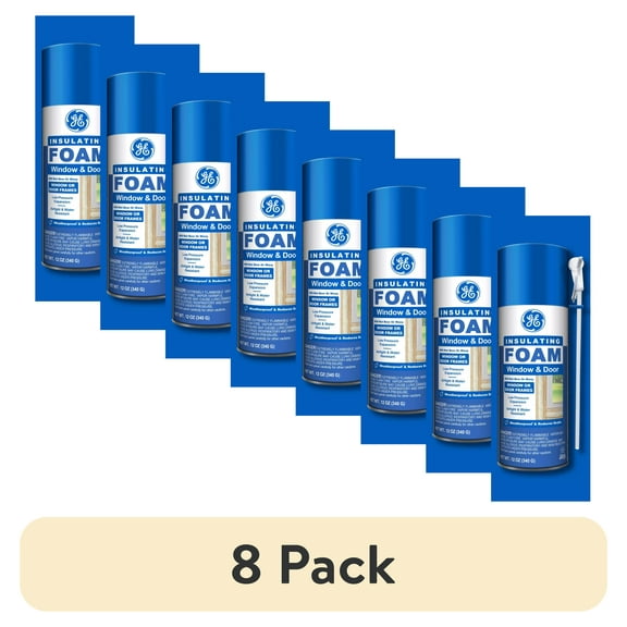 (8 pack) GE Window & Door Insulating Foam, Pack of 1, Yellow 12 oz Can