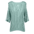 thumbnail image 5 of Gunia Crochet Beach Cover Up Women Hollow Out Lightweight Knit Short Sleeve Tee Top Sweater Crocheted Tops, 5 of 5