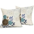 thumbnail image 2 of Brown Blue Floral Pillow Covers 18x18 Set of 2 Modern Elegant Line Flower Throw Pillows Farmhouse Outdoor Spring Summer Pillowcase Decorative Square Linen Cushion Case for Home Sofa Couch Bed, 2 of 6