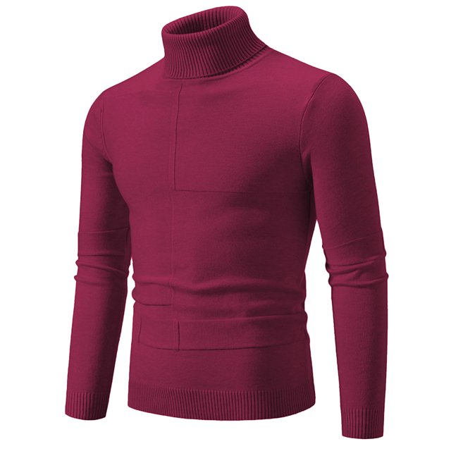 Gibobby Suéter cuello de tortuga hombre Suéter con Cuello Alto y Corte Ajustado para Hombre(Rojo,XG)