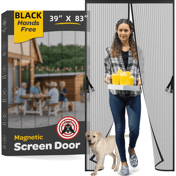 Kiyuycy Magnetic Screen Door – Self-Sealing, Pet and Kid Friendly, Insect-Proof Fiberglass Mesh for Home, Garage, or Patio Doors 39in*83in