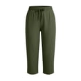 thumbnail image 4 of Tqcoqu Women's Drawstring Waist Capri Pants with Pockets,Straight Leg Elastic Summer Casual Pants,Green Women's S-XXXL, 4 of 8