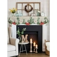 thumbnail image 4 of Christmas Poinsettia Fireplace Mantle Scarf, Xmas Eucalyptus Botanical Vintage Mantel Cover Table Runner for Home Living Room Door Window, Indoor Outdoor Holiday Party Decor 17" x 70", 4 of 6