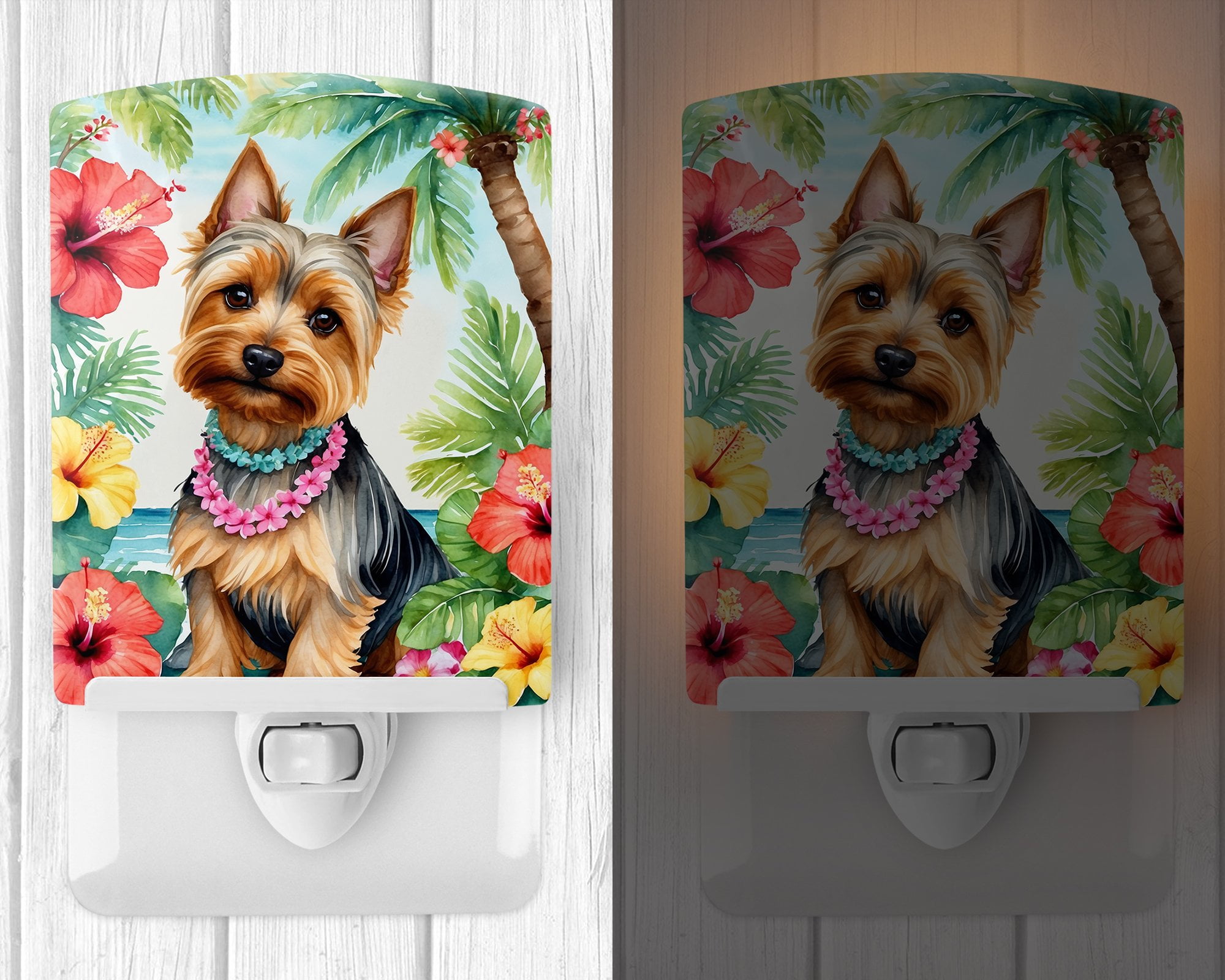 Silky Terrier Luau Ceramic Night Light 4 in x 6 in