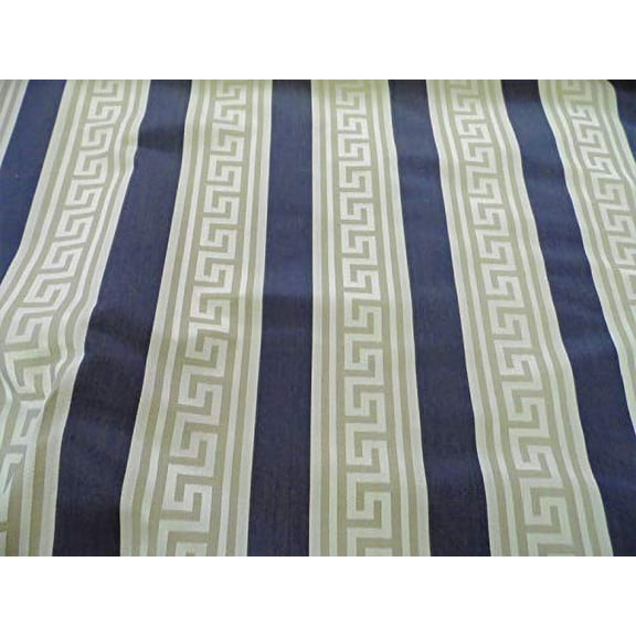 Yard Fabric Robert Allen Beacon Hill Pierre Stripe Navy Taupe Keys Drapery ZJ190