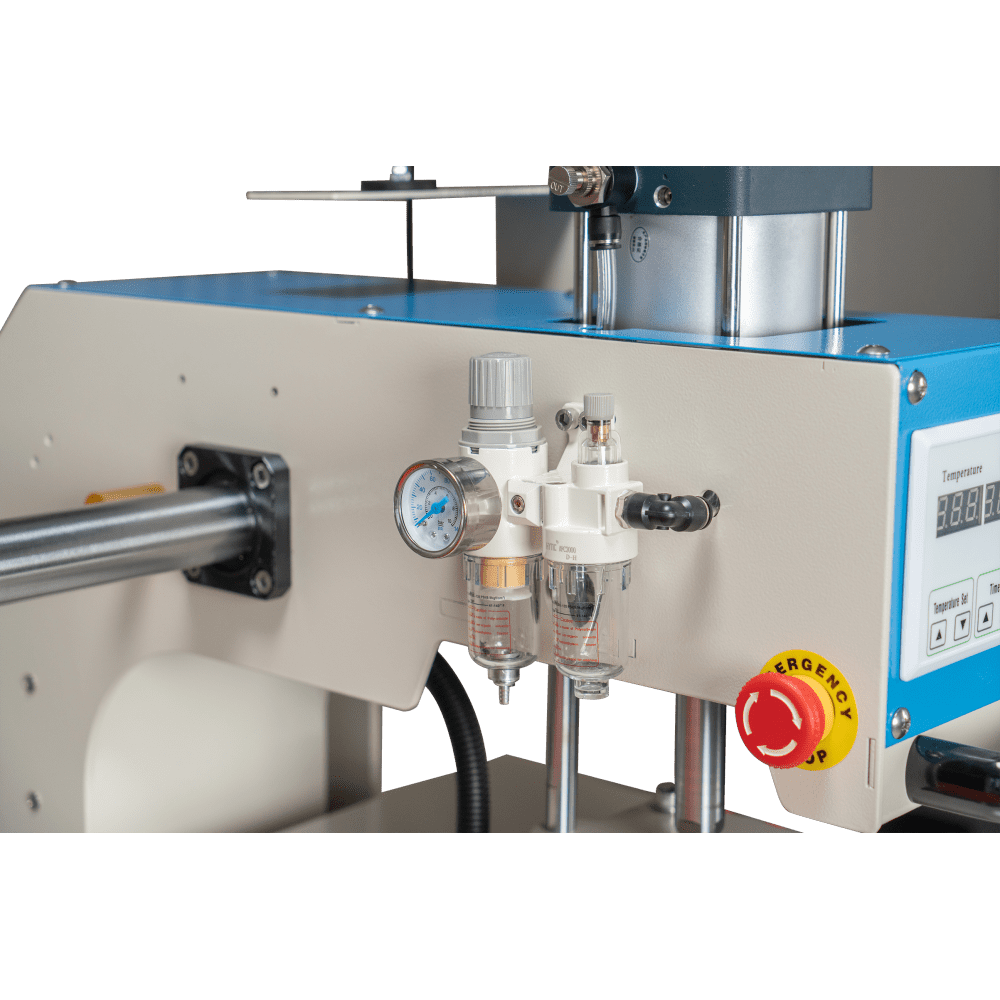 Pneumatic Up Sliding Dual Platen Heat Press Machine with Infrared Positioning, 16" x 24" Heat Plate, White + Blue