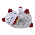 thumbnail image 3 of Fortune Lucky Cat - Figura decorativa para interior de coche, diseño de gato de la suerte, con diamantes de imitación, universal, para consola central, color rojo Jadeshay A, 3 of 8