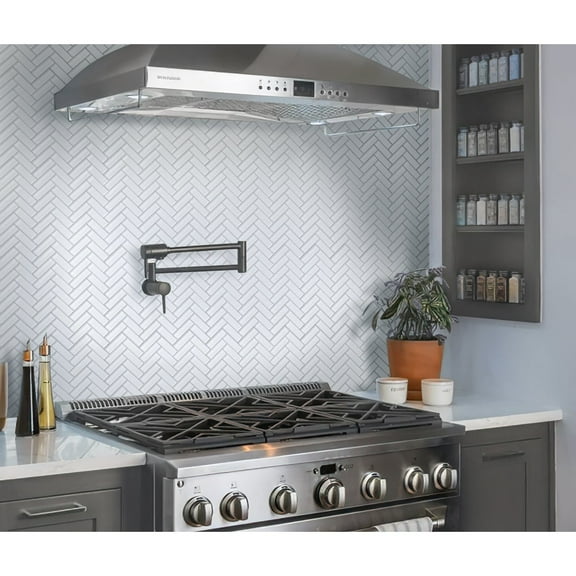 Apollo Tile 5 Pack 11-in x 12.6-in White Herringbone Glossy Finished Glass Mosaic Wall and Floor Tile (4.92 sq ft/case)