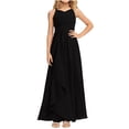 thumbnail image 1 of Ashirexll Robe Formelle pour Filles Polyester Spandex Chiffon Couleur Unie Sans Manches à Bretelles Spaghetti Noir 3-4 Ans, 1 of 4