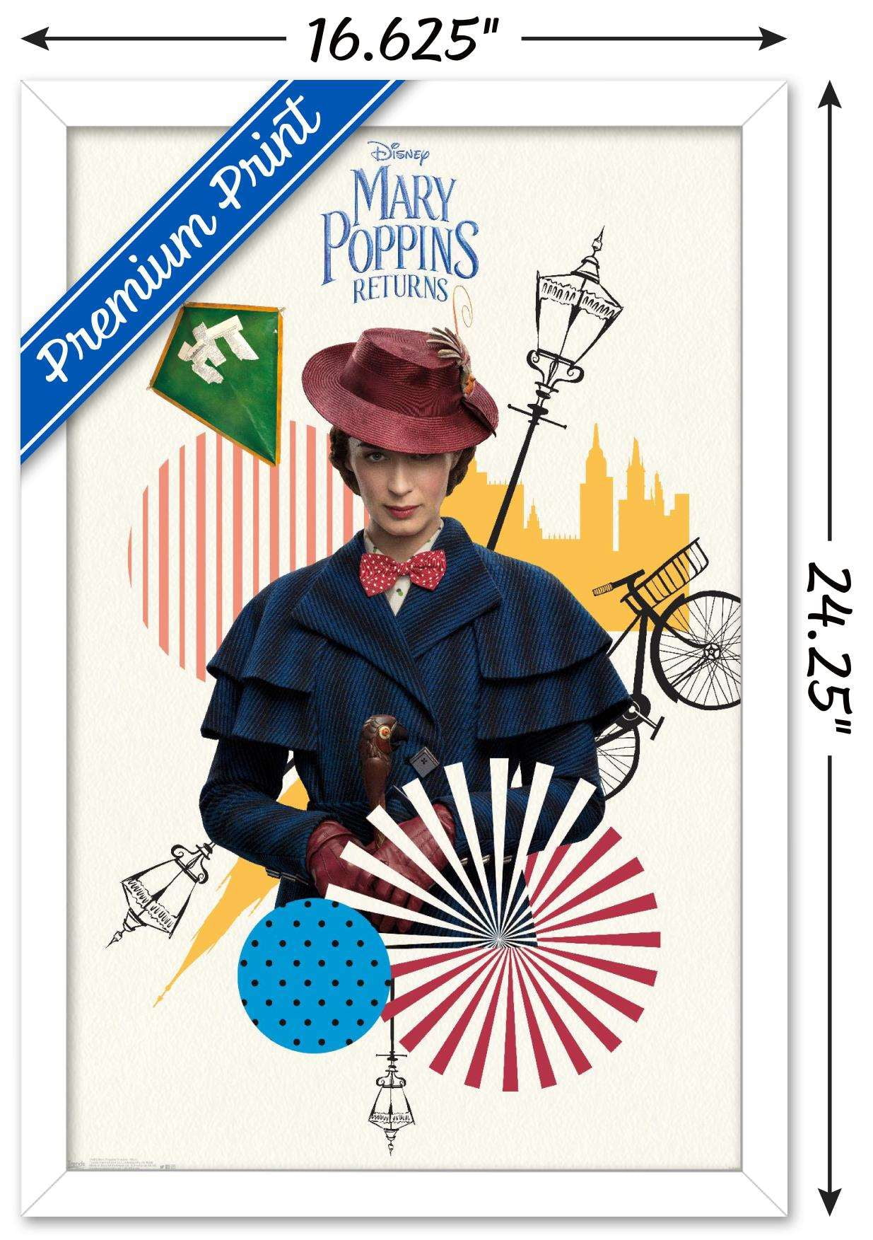 Disney Mary Poppins Returns - Mary Wall Poster, 14.725" x 22.375", Framed