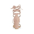 thumbnail image 2 of BLISSFUL STEP Outfit Women's Shoes Lace Up Chunky Heels Open Toe Faux Suede Sandals Dust Pink 7, 2 of 7