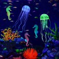 thumbnail image 1 of Lpraer 6 Piezas Adornos de Acuario Resplandor Resplandor Artificial Medusas Flotantes Anémonas de Caballito de Mar Simulación de Silicona Decoraciones de Tanque de Peces para Tanque de Peces, 1 of 1