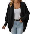 thumbnail image 3 of Gyexs Cardigan Sweaters for Women Fall Winter Open Front Batwing Long Sleeve Causal Loose Knit Sweater Tops (Black, Size XL), 3 of 6