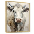 thumbnail image 2 of Designart "Minimalist Portrait Of A Beige Cow II" Animals Cow Floater Framed Canvas Wall Art, 2 of 5