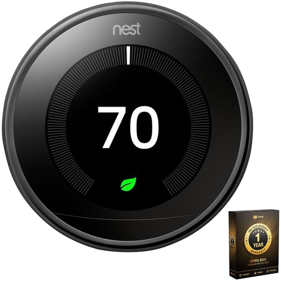 Open Box Google Nest Nest Learning 3rd Gen Smart Thermostat, Mirror Black +1 Year Warranty